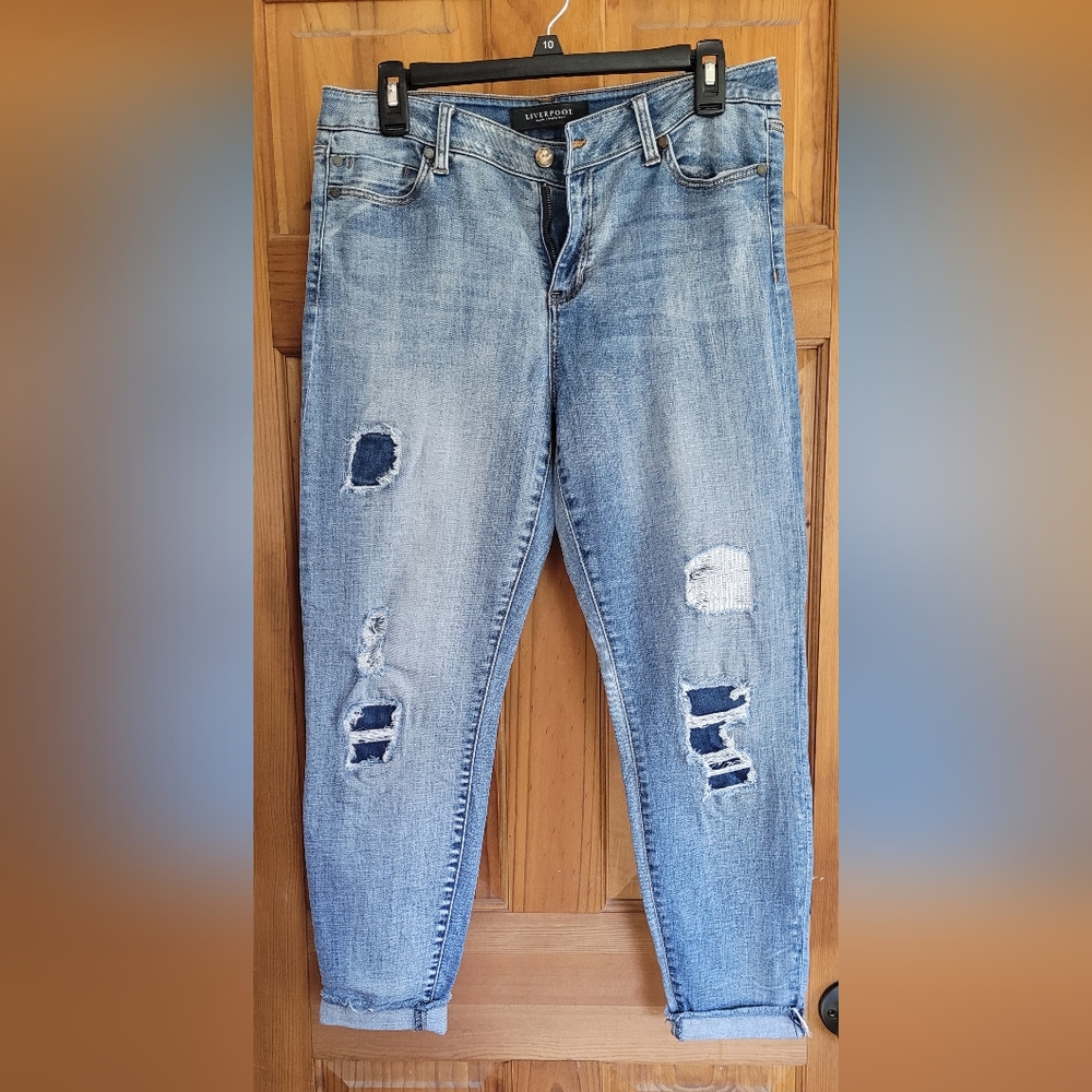 Liverpool Womens Jeans Ankle Skinny Patchwork Size 10/30